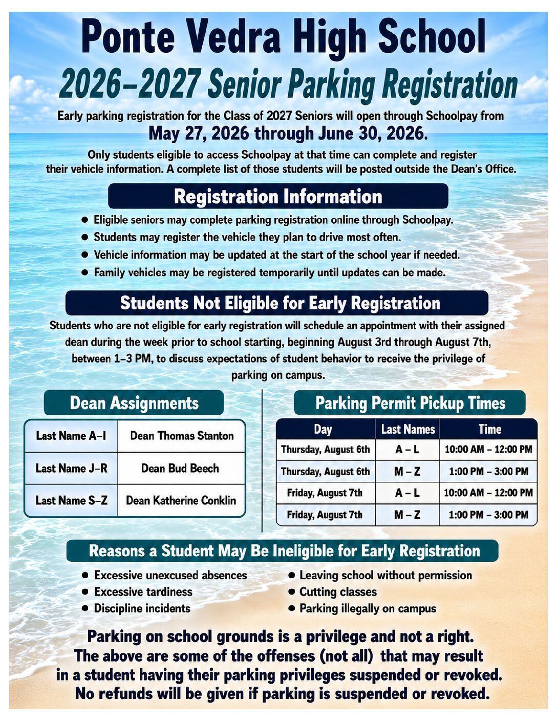 2026-2027 Ponte Vedra Parking Flyer